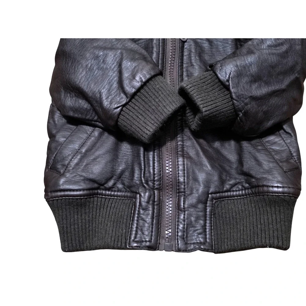 Starting Out Kids Faux Leather Sherpa Lined Hooded Brwon Jacket 18M‎